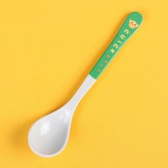 Ложка детская для кормления из бамбука, форма круг, цвет микс