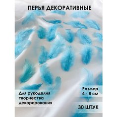 Перья для рукоделия декоративные 30 шт голубые Хан Рокс
