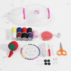 Швейный набор, 81 предмет, в пластиковом контейнере, 11,5 × 11,5 × 5 см Арт Узор