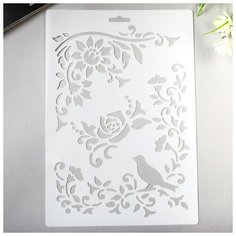 Трафарет "Птица в розовом саду" 21х31 см Noname