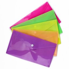 Папка-конверт на кнопке, А65, 180 мкр, рефлённая, микс Calligrata