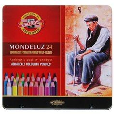 Карандаши акварельные набор 24 цвета, Koh-I-Noor Mondeluz 3724, в металлическом пенале