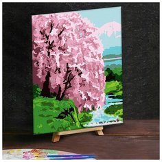 Картина по номерам с дополнительными элементами «Сакура на берегу», 30х40 см