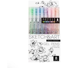 Набор гелевых ручек 8 цветов SKETCH&ART Uni Write.PASTELS, 0,8 мм Bruno Visconti