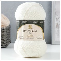 Пряжа "Воздушная" 25%меринос. шерсть, 25%шерсть, 50%акрил 370м/100гр (001 суровый) Камтекс