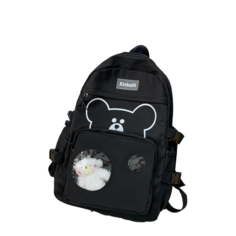 Рюкзак школьный для девочки с медвежонком, черный Dokoclub