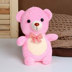 Мягкая игрушка "Мишка" с бантиком, 21 см, цвет розовый Мастер
