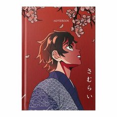 Колледж-тетрадь в твердой обложке 7БЦ, А5, 80 листов, Аниме. Парень, блок в клетку, матовая ламинация, выборочный ЛАК Calligrata