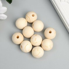 Бусина дерево для творчества "Круглая. Смайлик" d=1,8 см набор 10 шт Арт Узор