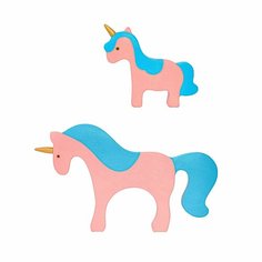 Мастерская Михеевых / Набор развивающих игрушек Единороги розовые с голубой гривой 2 шт. / деревянные игрушки / интерьерное украшение