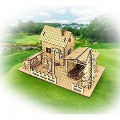 Сборная деревянная модель «Домик с гаражем» Altair