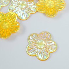 Декор для творчества пластик "Цветок" голография оранж набор 6 шт 3,5х3,5 см Россия