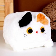 Мягкая игрушка Котик-кубик, 18 см, цвет белый Китай