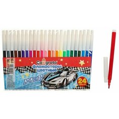 Фломастеры 24 цвета Машинка, невентилируемый колпачок Нет бренда