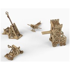 Конструктор деревянный "Набор рыцарей и осадных орудий для замка" Mereo