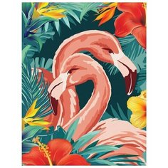 Алмазная мозаика с частичным заполнением Фламинго 15 21 см, холст Made in China