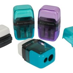 Точилка 2 отверстия с контейнером EASYSHARP, с ластиком, микс Bruno Visconti