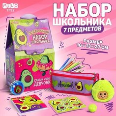 Подарочный набор школьника с мягкой игрушкой «Авокадо», 7 предметов Milo Toys