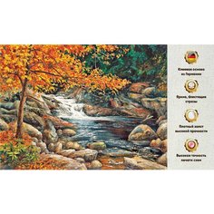 Алмазная мозаика 45х60, без подрамника, полная выкладка квадратными стразами, Осень , Природа , Река Даймонд Канвас