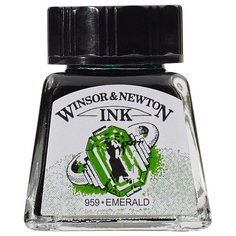 Тушь Winsor&Newton для рисования, изумрудный, стекл. флакон 14мл