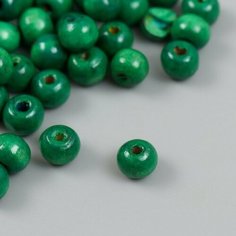 Бусины для творчества дерево "Зелёные" d=0,8 см набор 20 гр Miki Market