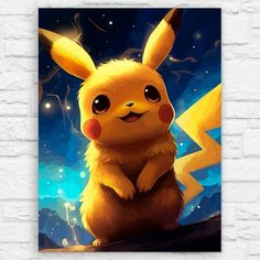 Картина по номерам на холсте аниме покемоны (Пикачу, Pikachu) - 12565 В 30x40 Бруталити