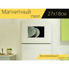 Магнитный пазл "Монеты евро, монеты, валюта" на холодильник 27 x 18 см. Lots Prints