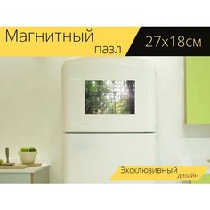 Магнитный пазл "Лес, деревья, природа" на холодильник 27 x 18 см. Lots Prints