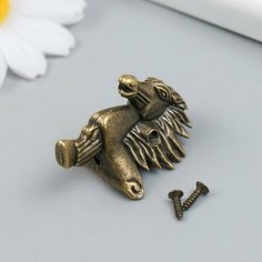 Уголок (ножка) для шкатулки металл "Голова лошади" бронза 2,8х3,9 см