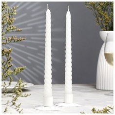 Набор свечей витых, 2,2х 25 см, 2 штуки, белый, "Богатство Аромата"