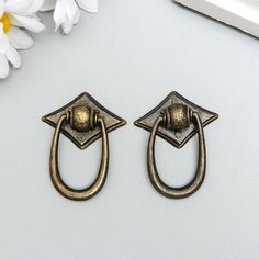 Ручка-молоточек для шкатулки металл "Петля" бронза 3,6х2,8 см (2 шт)