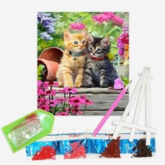 Алмазная Мозаика 21*25см (С Мольбертом Картон, Частичная выкладка, Стразы-Камни) Котята (24004) Нет бренда