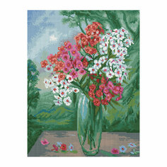 Алмазная мозаика ТРИ совы "Букет флоксов", 40*50см, холст на деревянном подрамнике, картонная коробка с пластиковой ручкой