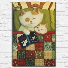 Картина по номерам на холсте новый год рождеством (котики, милота) - 12872 40х60 Бруталити