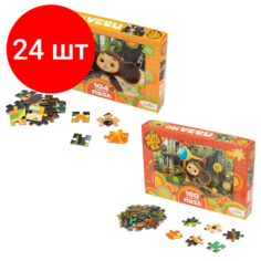 Комплект 24 шт, Пазл картонный 104.160 элементов ассорти "Чебурашка", 2 вида, 220х330 мм, ORIGAMI