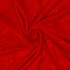 Лоскут Плюш на трикотажной основе, красный, снежинки 50*50см,100% п/э Страна Карнавалия