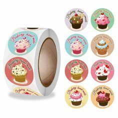 Наклейка бумага "Домашняя выпечка" d=2,5 см 500 шт в рулоне 3х6х6 см Noname