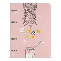 BrunoVisconti Тетрадь на кольцах, 80 листов в линию ENJOY ME, обложка картон, матовая ламинация Soft Touch, тиснение фольгой, сменный блок 70 г/м2