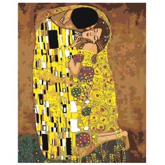Картина по номерам, "Живопись по номерам", 48 x 60, ARTH-Klimt, женщина и мужчина, Влюблённые, поцелуй, романтика, зентангл, длину, линии, иллюстрация