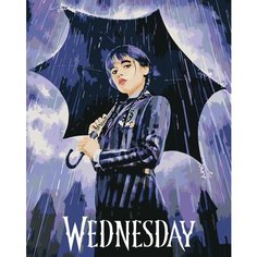 Картина по номерам "Wednesday Уэнсдей Аддамс: Постер с зонтом", Раскраска 40x50 см, Фильмы