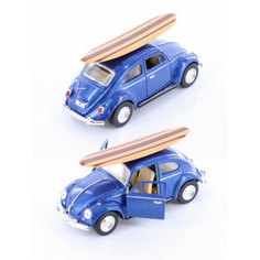 Металлическая машинка Kinsmart 1:32 «1967 Volkswagen Classic Beetle (серфинг)» инерционная, синяя KT5057DS1-3
