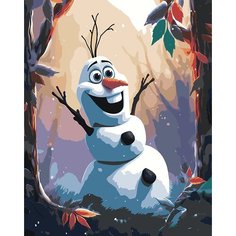 Картина по номерам ЖПН на холсте с подрамником "Герои Дисней: Снеговик Олаф", Раскраска 40x50 см, Мультфильмы