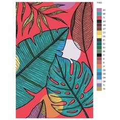 Картина по номерам Y-833 "Тропические листья" 70x110 Brushes Paints