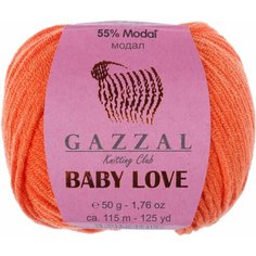 Пряжа Gazzal Baby Love оранжевый (1602), 55%модал/45%акрил, 115м, 50г, 1шт