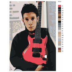 Картина по номерам X-751 "Музыкант Wes Borland (Уэс Борланд)" 70x110 Brushes Paints