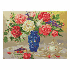 Алмазная мозаика ТРИ совы "Пионы", 50*70см, холст, картонная коробка с пластиковой ручкой