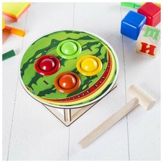 Деревянная стучалка сортер Арбуз, с молотком Нет бренда