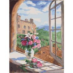 Картина по номерам Букет на подоконнике 40х50 см Hobby Home