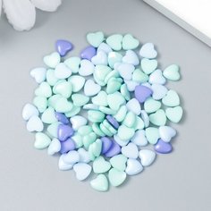 Декор для творчества пластик "Сердечки в голубых тонах" набор 100 шт 0,6х0,6 см Арт Узор