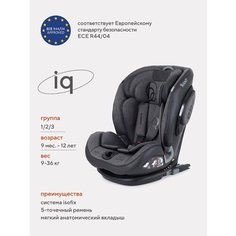Автокресло группа 1/2/3 (9-36 кг) RANT IQ isofix Genius Line, dark grey РАНТ